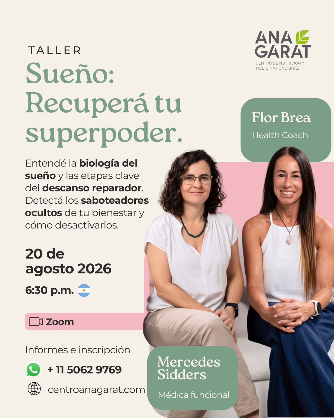 Taller Sueño: Recuperá tu superpoder, con Mercedes Sidders y Flor Brea